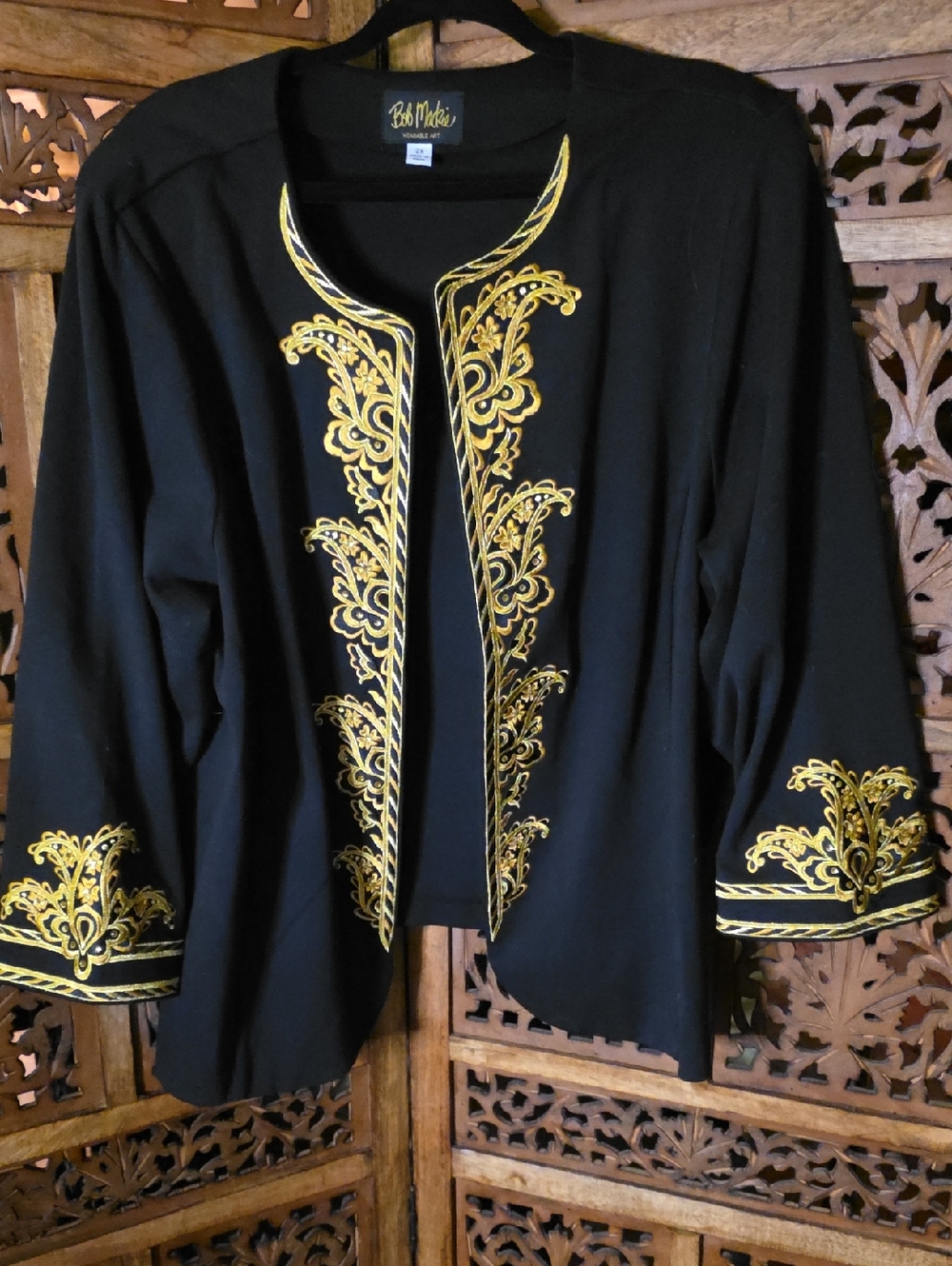 Bob Mackie Black Jacket with Gold Embroidered Trim